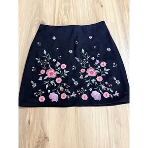 Embroidered Mini Skirt, mi ami by francesca's Black Floral Medium